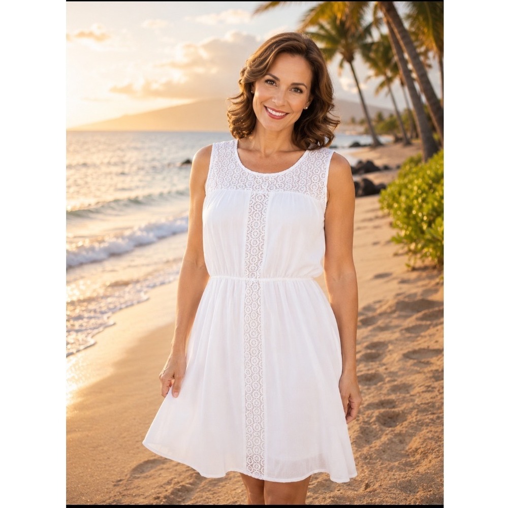 Lane Bryant dress Sleeveless Gauze Dress‎ with Crochet Lace Sz 18/20 cottagecore